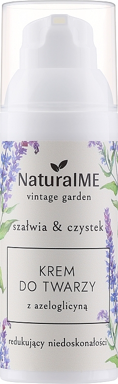 Krem do twarzy redukujący niedoskonałości na dzień z azeloglicyną - NaturalME Vintage Garden Sage & Cistus Reducing Imperfections Cream With Azeloglycine — Zdjęcie N1