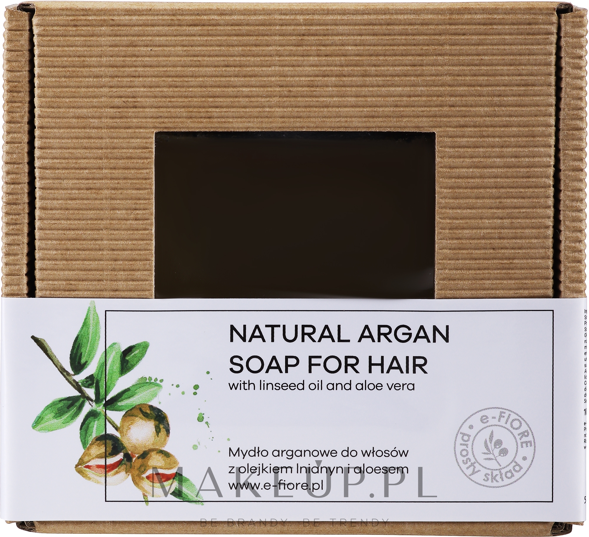 Mydło arganowe do włosów z olejkiem lnianym i aloesem - E-Fiore Natural Argan Soap For Hair — Zdjęcie 100 g