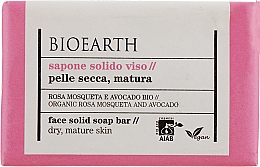 Kup Mydło do twarzy w kostce - Bioearth Rosa Mosqueta & Avocado Face Solid Soap Bar