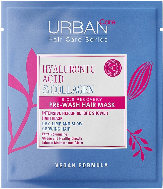 Intensywnie regenerująca maska z kwasem hialuronowym i kolagenem do stosowania przed myciem włosów - Urban Care Hyaluronic Acid & Collagen S.O.S Recovery Pre-Wash Hair Mask — Zdjęcie N1