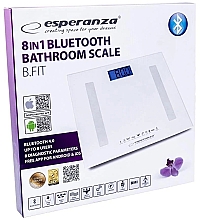Waga diagnostyczna, biała - Esperanza 8 In 1 Bluetooth Bathroom Scale B.Fit EBS016W — Zdjęcie N2