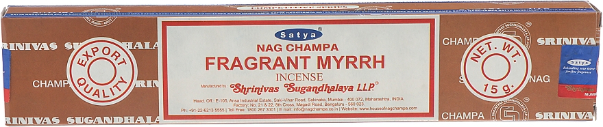 Kadzidła Pachnąca mirra - Satya Fragrant Myrrh Incense