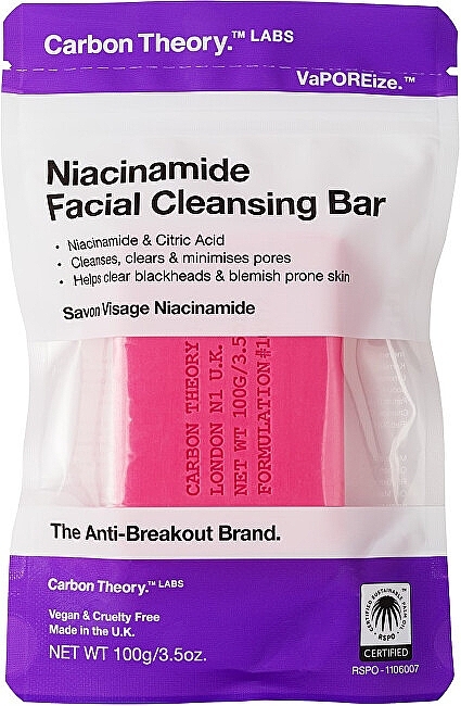 Oczyszczające mydło do twarzy z niacynamidem - Carbon Theory Niacinamide Facial Cleansing Bar — Zdjęcie N1