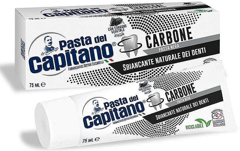 Pasta do zębów z węglem aktywnym - Pasta Del Capitano Charcoal — Zdjęcie N1
