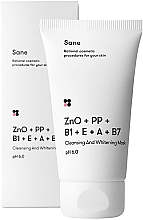 Oczyszczająco-wybielająca maseczka do twarzy z tlenkiem cynku i witaminą B1, E, A, B7 - Sane Cleansing And Whitening Mask — Zdjęcie N1