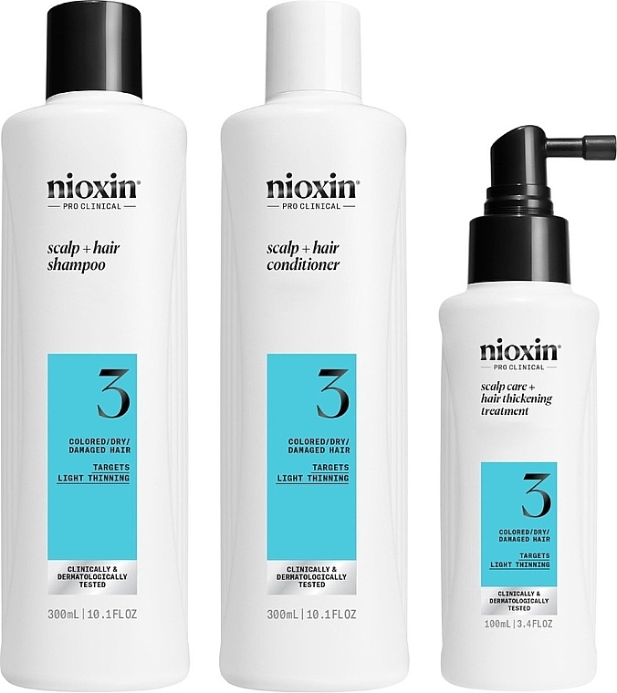 Zestaw - Nioxin System 3 Loyalty Kit (shmp/300ml + h/cond/300ml + h/serum/100ml) — Zdjęcie N1