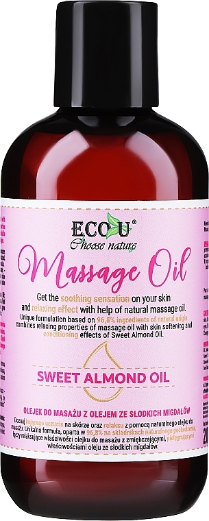 Olejek do masażu z olejem ze słodkich migdałów - Eco U — Zdjęcie N1