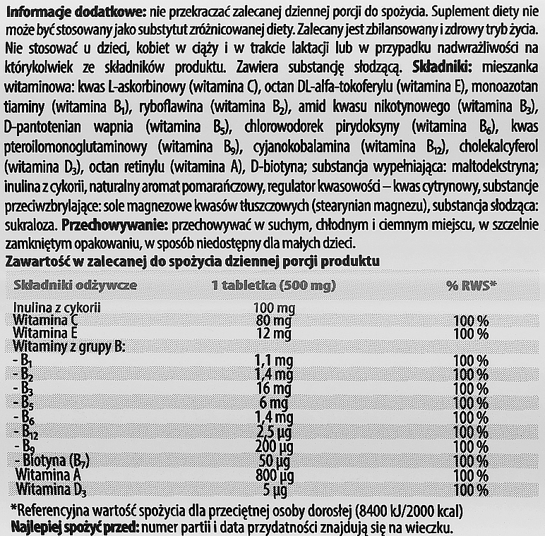 Suplement diety Kompleks multiwitaminowy - Intenson Multivitamin Complex Suplement Diety  — Zdjęcie N3