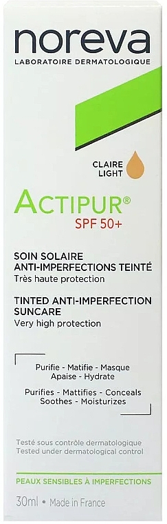 Filtr przeciwsłoneczny - Actipur Teinte Anti-Imperfections Sun Care SPF50+ Claire Light — Zdjęcie N1