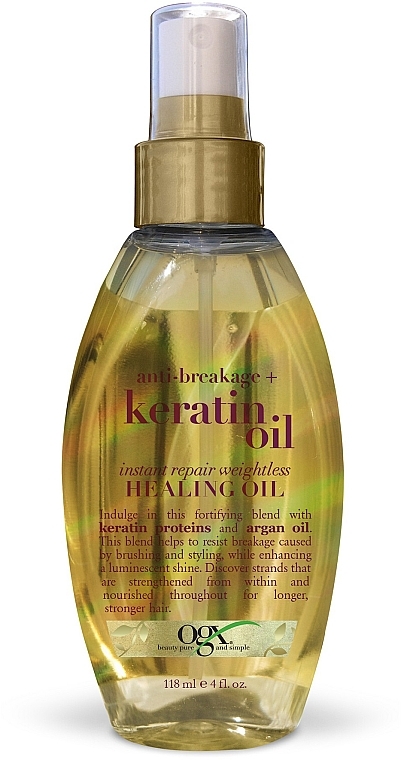 Lekki keratynowy olejek do włosów w sprayu - OGX Keratin Oil Intense Repair Healing Oil  — Zdjęcie N2