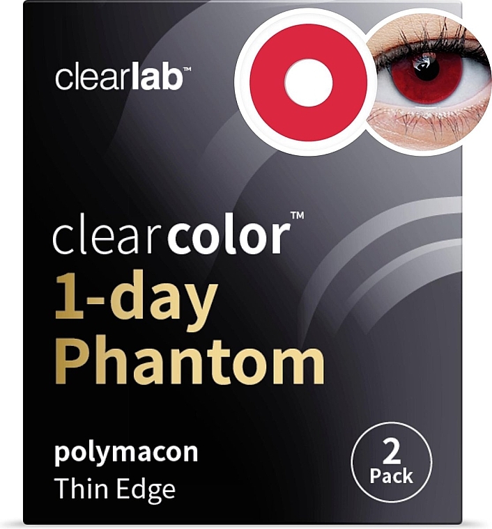 Jednodniowe kolorowe soczewki kontaktowe Red Vampire, 2 sztuki - Clearlab ClearColor 1-Day Phantom — Zdjęcie N1