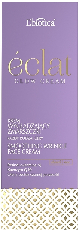Krem do twarzy wygładzający zmarszczki - L'biotica Eclat Glow Cream 