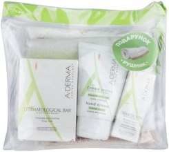 Kup Zestaw Delikatna pielęgnacja wrażliwych rąk - A-Derma Delicate Skins (soap/100g + cr/50ml + cr/5ml + towel + bag)