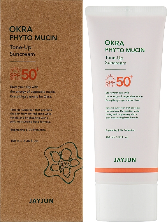 Tonizujący krem przeciwsłoneczny z mucyną i ekstraktem z okry do twarzy i ciała - Jayjun Okra Phyto Mucin Tone-Up Sunscreen SPF50+ PA++++  — Zdjęcie N2