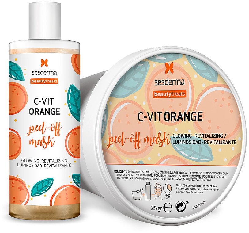 Maska do twarzy ze spiruliną - SesDerma Laboratories Beauty Treats C-Vit Orange Peel-Off Mask (liquid/75ml + powder/25g) — Zdjęcie N1