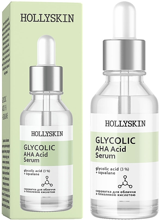 Serum do twarzy z kwasem glikolowym - Hollyskin Glycolic AHA Acid Serum — Zdjęcie N2