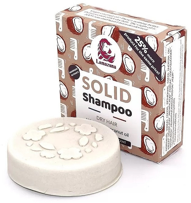 Szampon w kostce do włosów suchych Wanilia i kokos - Lamazuna Solid Shampoo For Dry Hair — Zdjęcie N1