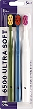 Kup Zestaw szczoteczek do zębów, ultramiękkie, zielona, niebieska, biała - Woom 6500 Ultra Soft Toothbrush