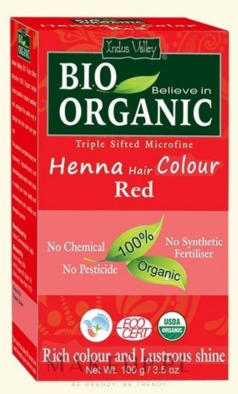 Ekologiczna farba do włosów na bazie henny - Indus Valley Bio Organic Henna Hair Colour — Zdjęcie Red