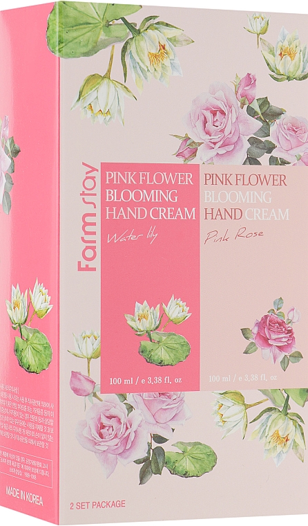 Zestaw - FarmStay Pink Flower Blooming Hand Cream Set (h/cr/2x100ml) — Zdjęcie N1