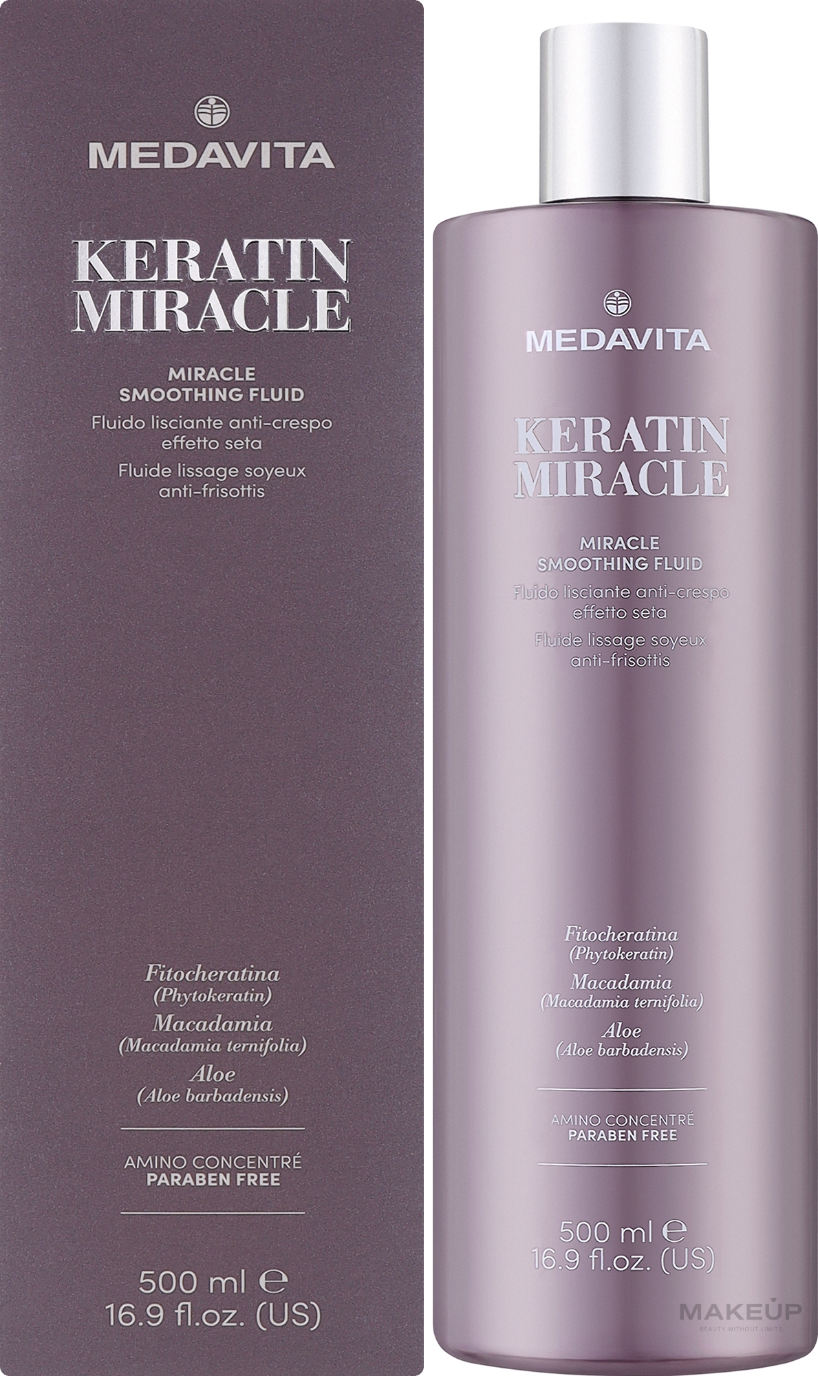 Jedwabisty płyn wygładzający włosy - Medavita Keratin Miracle Smoothing Fluid — Zdjęcie 500 ml