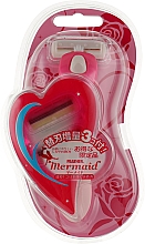 Kup Damska maszynka do golenia z potrójnym ostrzem i 1 zapasową kasetą - Feather Mermaid Rose Pink
