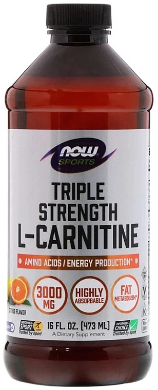 Suplement diety L-karnityna, płyn - Now Foods Triple Strength L-Carnitine — Zdjęcie N1