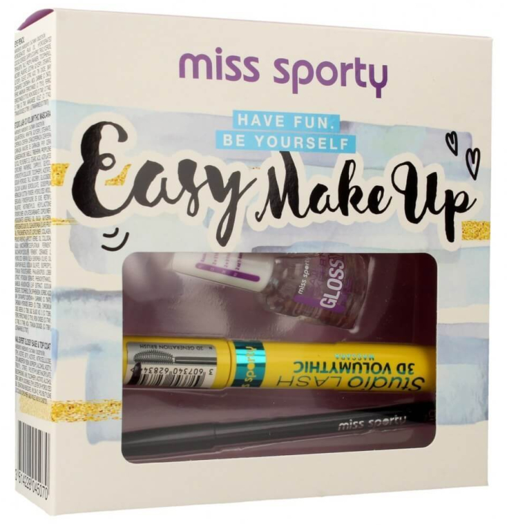 Zestaw - Miss Sporty Easy Make Up (mascara 8 ml + base 8 ml + eyeliner) — Zdjęcie N1