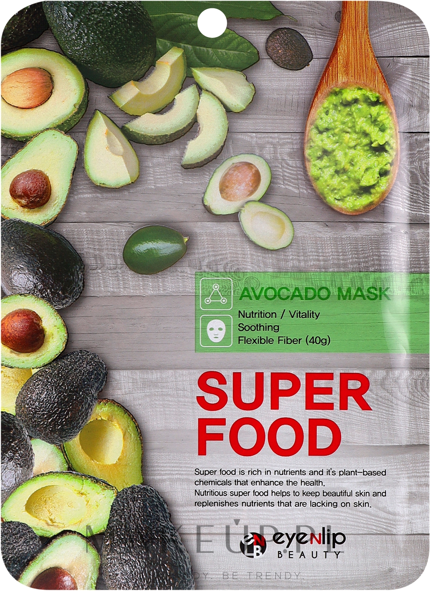 Maska do twarzy w płachcie Awokado - Eyenlip Super Food Avocado Mask — Zdjęcie 23 ml