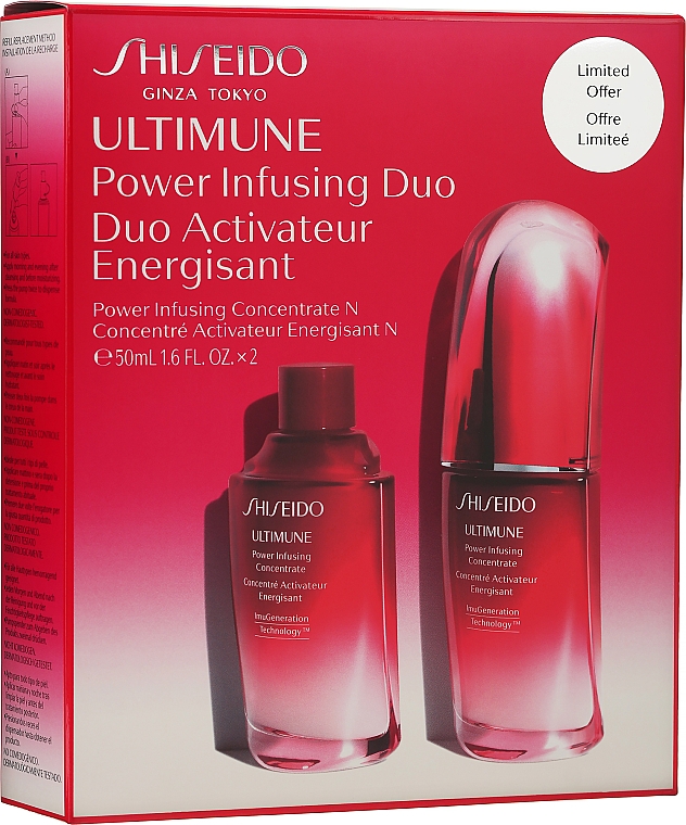 Zestaw koncentratów przeciwstarzeniowych do twarzy - Shiseido Ultimune Power Infusing Duo (f/con 50 ml + refill 50 ml) — Zdjęcie N1