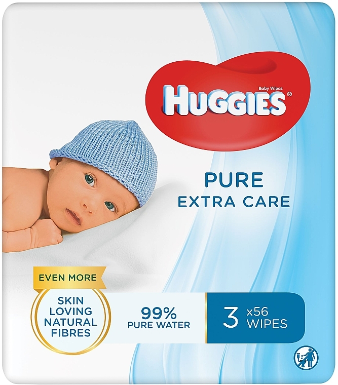 Nawilżane chusteczki dla niemowląt Pure Extra Care 2+1, 3x56 szt. - Huggies