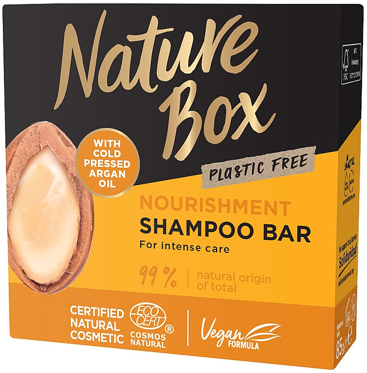 Odżywczy szampon do włosów na bazie oleju arganowego - Nature Box Nourishment Vegan Shampoo Bar With Cold Pressed Argan Oil — Zdjęcie N2