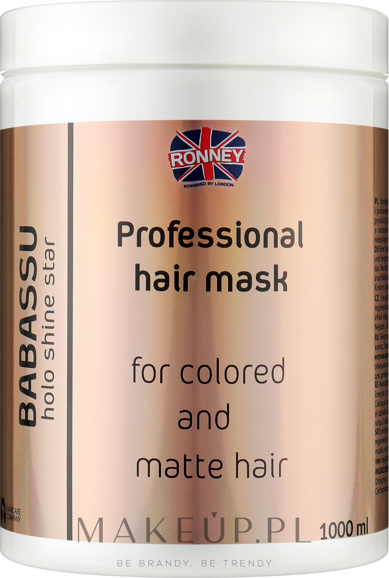 Wzmacniająca maska do włosów farbowanych i matowych - Ronney Professional Holo Shine Star Babbasu Mask — Zdjęcie 1000 ml