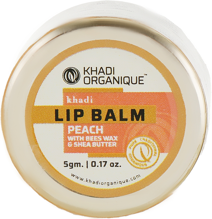 Ajurwedyjski balsam do ust Brzoskwinia z woskiem pszczelim i miodem - Khadi Organique Peach Lip Balm — Zdjęcie N1