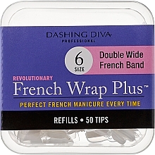 Tipsy - Dashing Diva French Wrap Plus Double Wide White 50 Tips (Size 6) — Zdjęcie N1