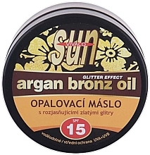 Kup Olejek do opalania z połyskującymi mikrocząsteczkami - Vivaco Sun Argan Bronz Oil Glitter Effect Butter SPF15