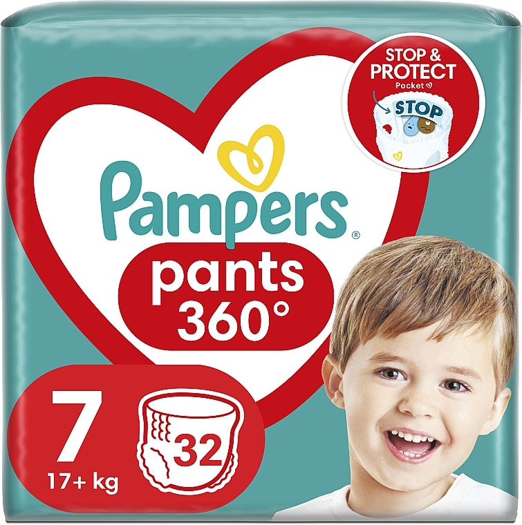 Pieluchomajtki Pants rozmiar 7 (17 kg + ), 32 szt. - Pampers — Zdjęcie N1