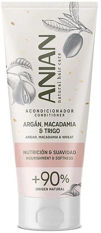 Odżywka do włosów suchych i zniszczonych - Anian Natural Argan, Macadamia & Wheat Conditioner — Zdjęcie N1