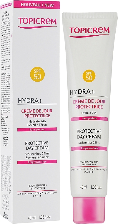 Ochronny krem ​​na dzień SPF50 - Topicrem Hydra + Protective Day Cream SPF50 — Zdjęcie N2