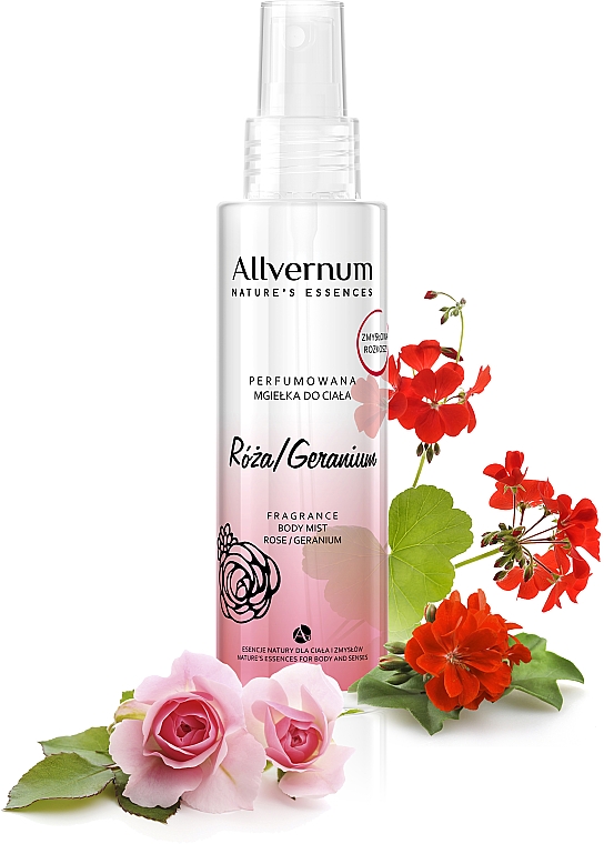 Perfumowana mgiełka do ciała Róża i geranium - Allvernum Nature’s Essences