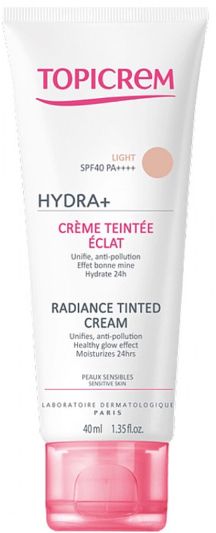 Rozświetlający podkład do twarzy - Topicrem Hydra+ Radiance Tinted Cream SPF 40