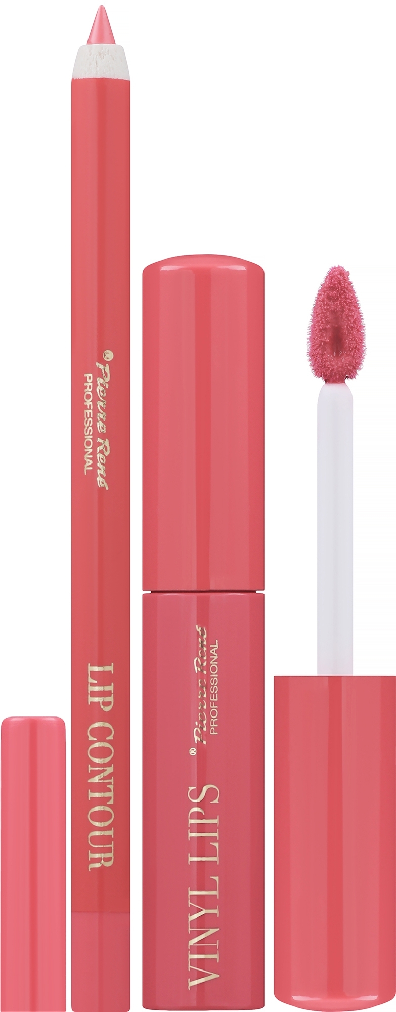 Zestaw do makijażu ust - Pierre Rene Lip Kit (lip/pencil/1.4g + lipstick/8ml) — Zdjęcie 01 - Coral Fusion