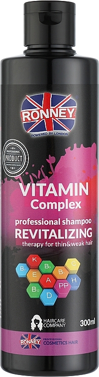Witaminowy szampon do włosów cienkich i osłabionych - Ronney Professional Vitamin Complex Revitalizing Shampoo — Zdjęcie N2