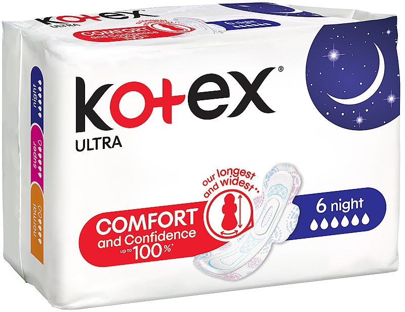 Podpaski, 6 szt. - Kotex Ultra Night — Zdjęcie N1
