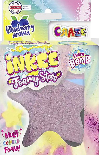 Kula do kąpieli Gwiazdka, fioletowa - Craze Inkee Foamy Star Bath Bomb — Zdjęcie N2