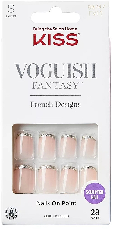 Zestaw sztucznych paznokci z klejem - Kiss Voguish Fantasy French Designs — Zdjęcie N1