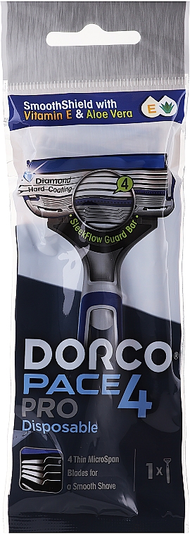 Jednorazowa maszynka do golenia z 4 ostrzami - Dorco Pace 4 PRO — Zdjęcie N1
