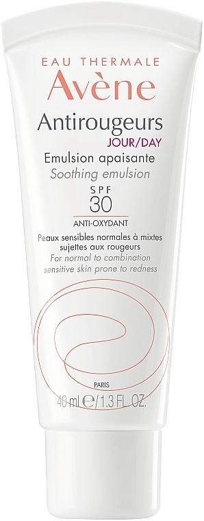 Kojąca emulsja do twarzy na dzień SPF 30 - Avène Antirougeurs Day Soothing Emulsion — Zdjęcie N1