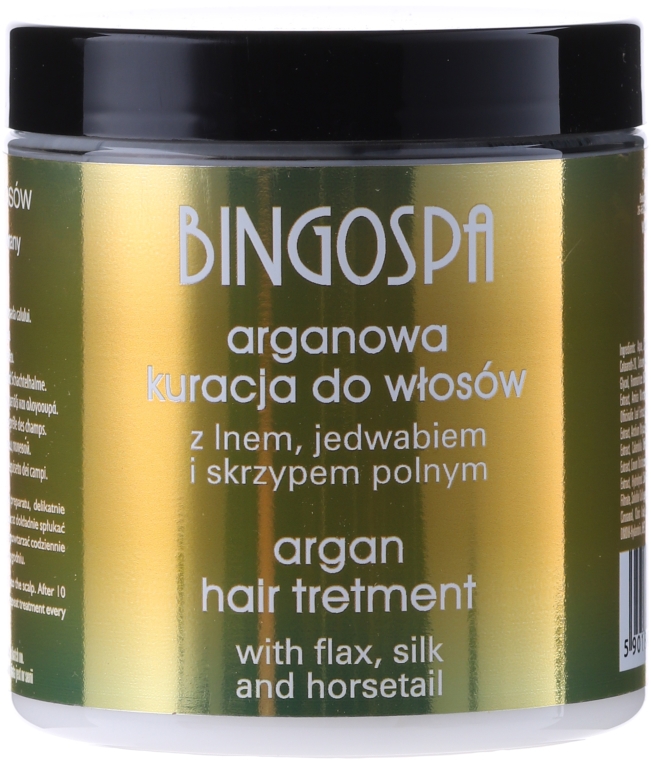 Arganowa kuracja do włosów z lnem, jedwabiem i skrzypem polnym - BingoSpa Argan Hair Treatment Linseed & Silk — Zdjęcie N1