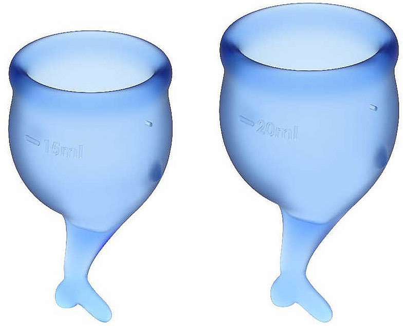 Zestaw kubeczków menstruacyjnych, niebieski - Satisfyer Feel Secure Menstrual Cups Dark Blue
